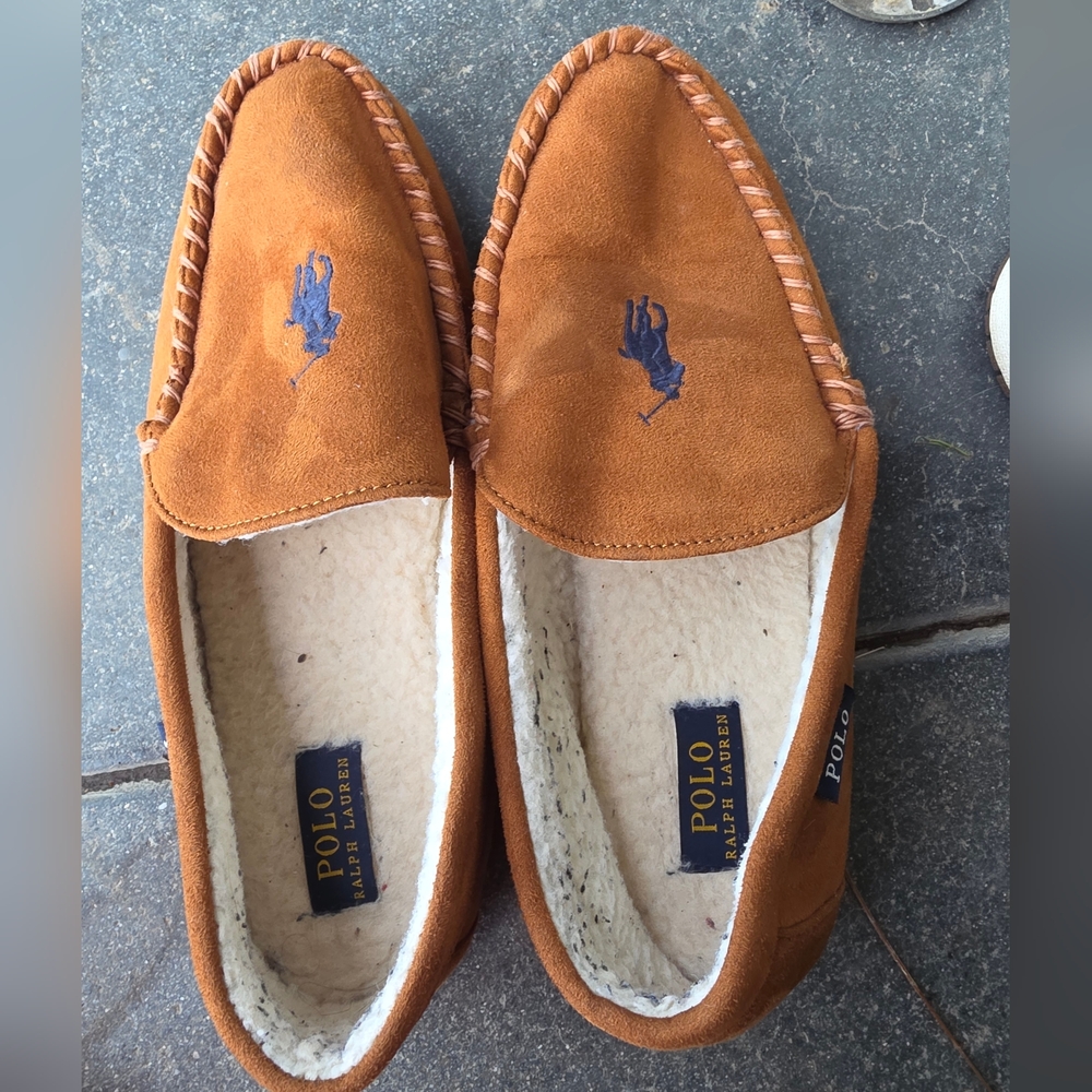 Polo Ralph Lauren Dezi With Polo Pony Slippers Brown Loafer Moccasin - Picture 5 of 6